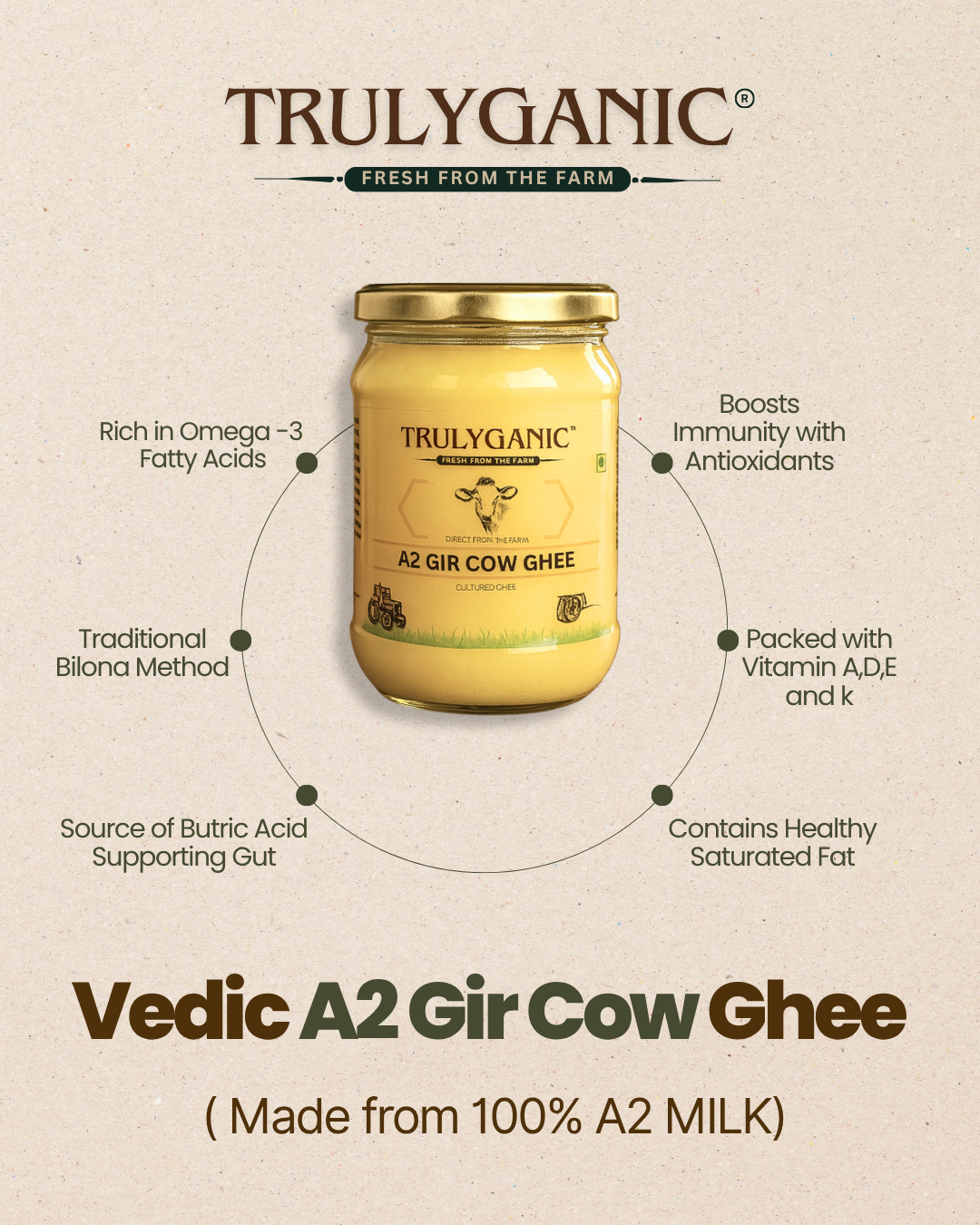 Trulyganic A2 Bilona Gir Cow Ghee